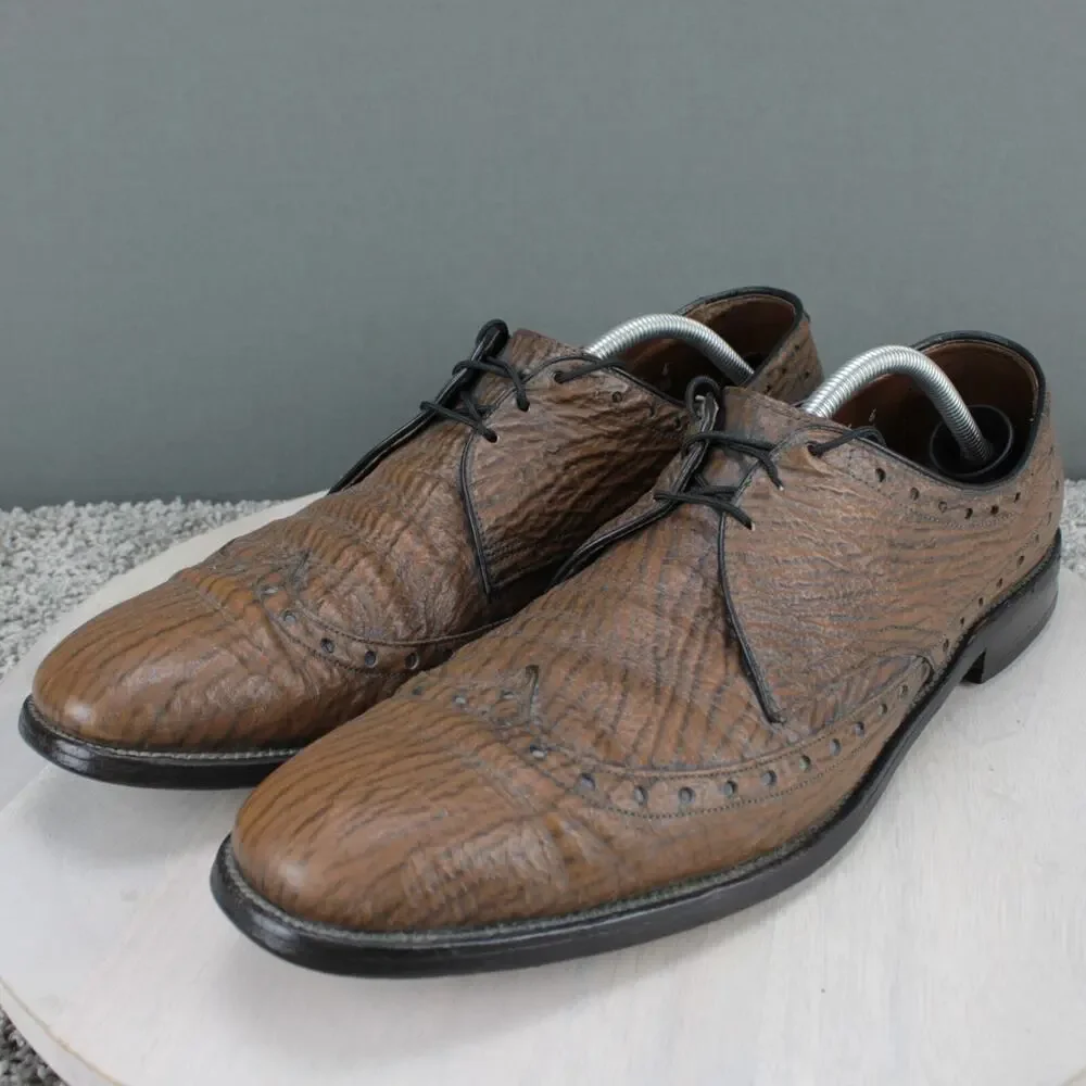 Allen Edmonds Nassau Sharkskin Mens 14 AAA Brown Leather Oxford Dress - Picture 4 of 10